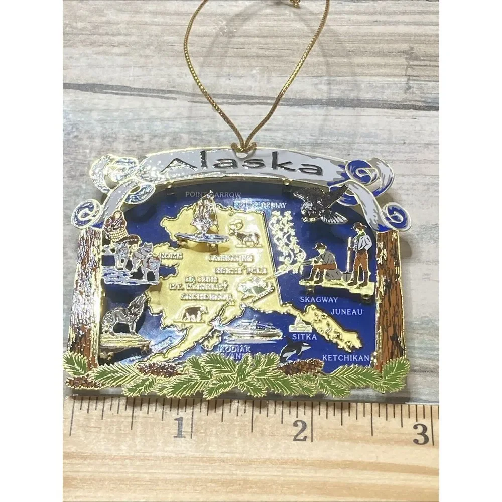3D Nation Treasures Genuine Brass‎ Alaska State Landmarks color enamel plaque